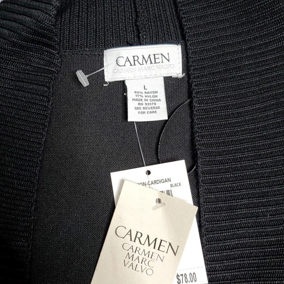 Carmen Marc Valvo Black Knit Open Cardigan - Picture 3 of 3